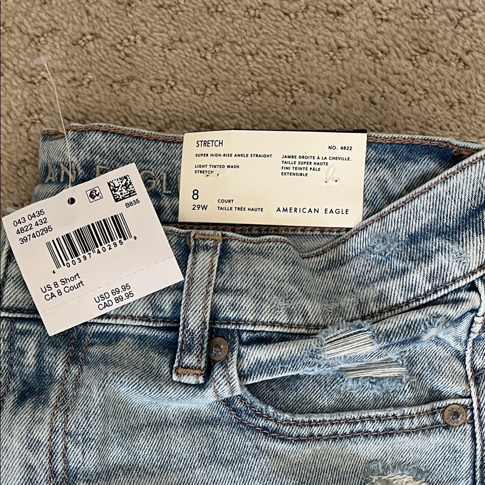 American Eagle Outfitters Light Blue Distressed Skinny Jeans - Picture 2 of 4